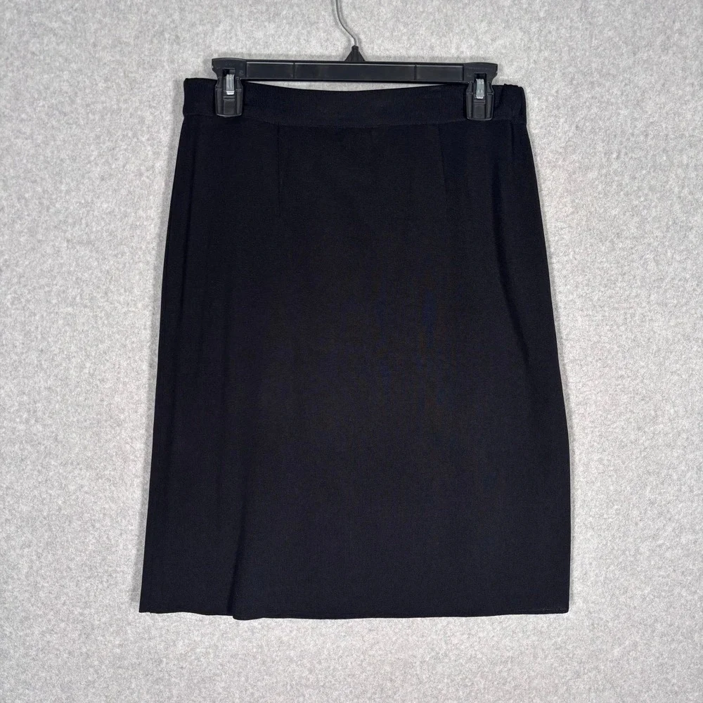 Misook Knit Pencil Skirt Small Black Slinky Liquid Quiet Luxury Minimal Acrylic